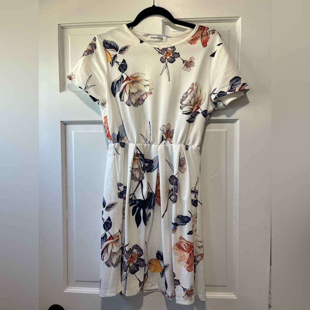 Floral Print White Dress